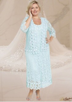 Elegant Lace Ankle-Length Scoop Neck Mother of the Bride Dress with Jacket