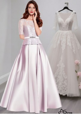 Satin A-Line Mother of the Bride Dress For Evening with Short Sleeves