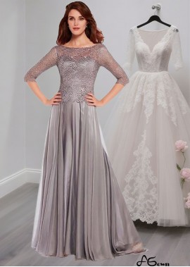 Elegant Lace & Silk Chiffon A-Line Mother of the Bride Dress with Bateau Neck and Illusion Sleeves