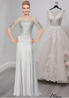 Elegant Silver Short Sleeves Chiffon Mother of the Bride Evening Dresses