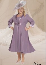 Elegant Purple Tea-Length Chiffon Mother of the Bride Dress with Jacket