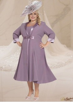 Elegant Purple Chiffon Mother of the Bride Dress with Jacket