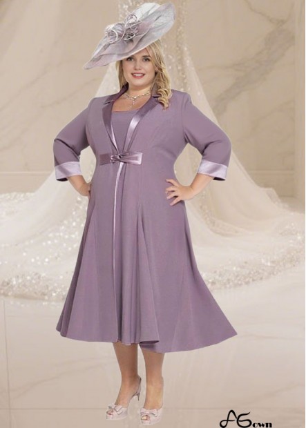 Elegant Purple Tea-Length Chiffon Mother of the Bride Dress with Jacket