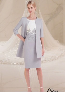 Elegant Mother of the Bride Satin Dress with Matching Coat – Knee Length Formal Outfit