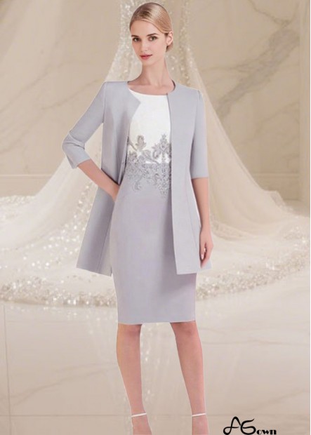 Elegant Mother of the Bride Satin Dress with Matching Coat – Knee Length Formal Outfit