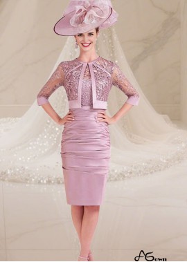 Pink Satin and Lace Mother of the Bride Dress with Jacket – Elegant Knee-Length Sheath Style