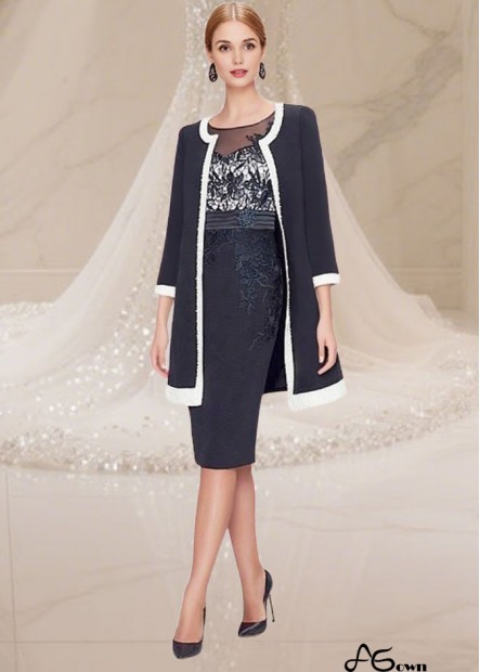 Scoop Neck Mother of the Bride Dress with Jacket – Knee Length Tulle & Satin Elegance