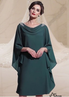 Knee-Length Chiffon Mother Dress with Cowl Neck for Special Occasions