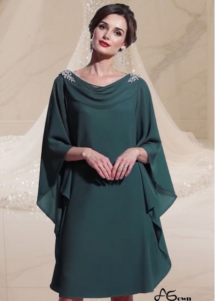 Knee-Length Chiffon Mother Dress with Cowl Neck for Special Occasions