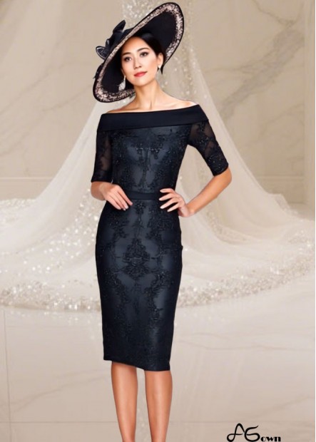 Elegant Satin Knee-Length Mother of the Bride Dress with Bateau Neckline