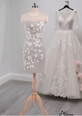 Short Chiffon Mother of the Bride Dress – Scoop Neck Sheath Mini Dress