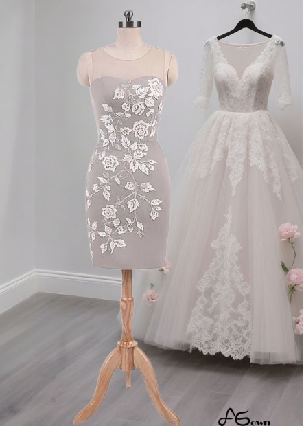 Short Chiffon Mother of the Bride Dress – Scoop Neck Sheath Mini Dress