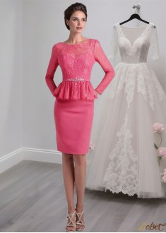 Elegant Knee-Length Lace & Chiffon Sheath Mother of the Bride Dress with Bateau Neckline