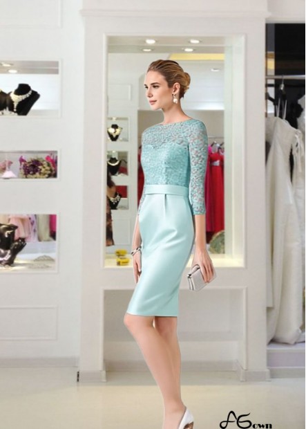 Green Lace Satin Bateau Neck Short Mother of the Bride Dress with Jacket