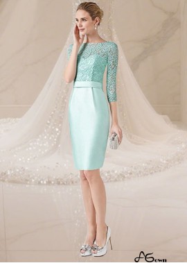Green Lace Satin Bateau Neck Short Mother of the Bride Dress with Jacket