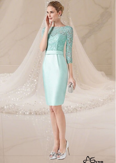 Green Lace Satin Bateau Neck Short Mother of the Bride Dress with Jacket