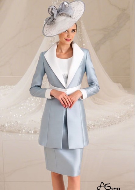 Lace Satin Mother of the Bride Dress with Jacket – Knee Length Elegance Online
