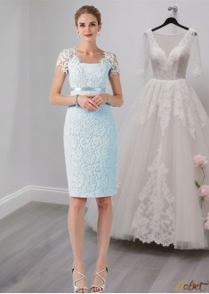 Elegant Lace Satin Knee-Length Mother of the Bride Dress with Scoop Neck and Jacket