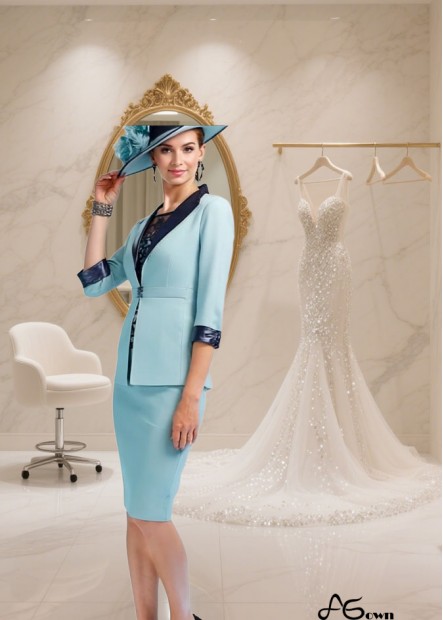 Elegant Lace Satin Knee-Length Mother of the Bride Dress with Scoop Neckline