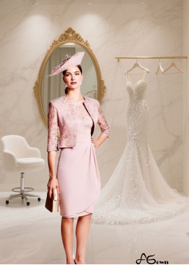 Two-Piece With Jacket Knee-Length Formal Dress – Elegant Sheath Outfit for Special Occasions