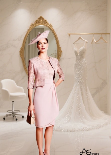 Two-Piece With Jacket Knee-Length Formal Dress – Elegant Sheath Outfit for Special Occasions