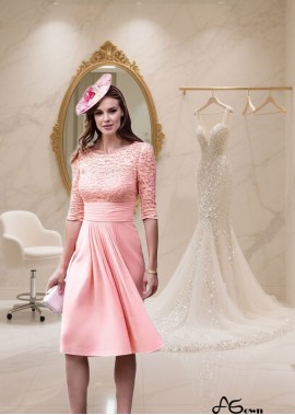 A-Line Lace Chiffon Knee-Length Mother of the Bride Dress with Coat Jacket Sleeve