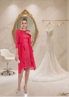 Knee-Length Lace Half Sleeve Bateau Neck Mother Dress - Wedding Guest Dress