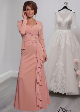 Queen Anne Tulle Chiffon Mother of the Bride Dress with Jacket – Full Length Sheath Gown