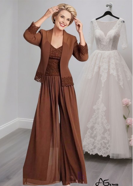 Chiffon Mother of the Bride Pantsuit with Spaghetti Straps and Jacket Sleeves