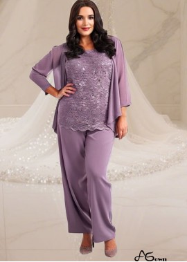 Elegant Three-Piece Chiffon Lace Mother of the Bride Pantsuit with Jacket