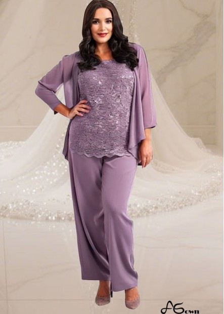 Elegant Three-Piece Chiffon Lace Mother of the Bride Pantsuit with Jacket