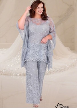 Lace Mother of the Bride Pantsuit with Illusion Sleeves – Full Length Elegance