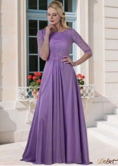 Purple Scoop Neck Chiffon A-Line Mother of the Bride Dress