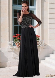 Jewel Neck Chiffon A-Line Mother of the Bride Dress