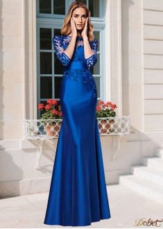 Blue Tulle Satin Mother of the Bride Dress