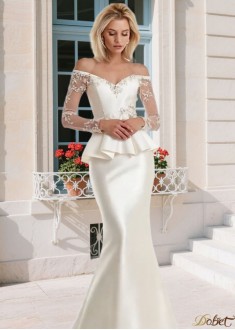 Off-the-Shoulder White Satin Mermaid Mother of the Bride Dress