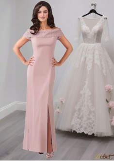 Pink Mother of the Bride Dress with Off The Shoulder and Cap Sleeves