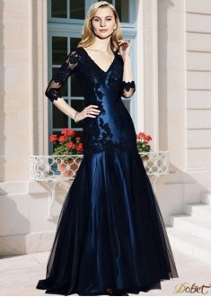 V-Neck Tulle Satin Mermaid Mother of the Bride Dress V-Neck Tulle Satin Mermaid Mother of the Bride Dress
