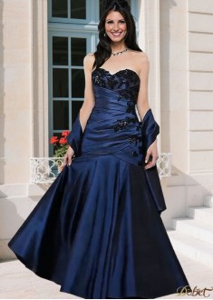 Blue Sweetheart Taffeta Lace Mother of the Bride Dress