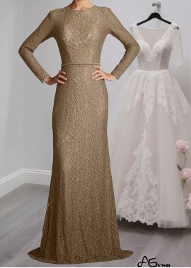 Mother of the Bride Dresses & Formal Gowns – Jewel Neck With Long Sleeves