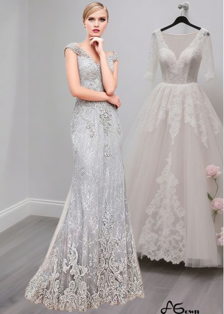 Tulle V-Neck Mother of the Bride Dress – Full Length Sheath Gown with Cap Sleeves
