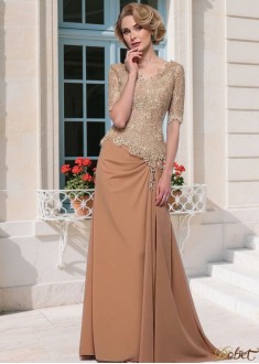 Elegant Lace V-Neck Mother of the Bride Dress – Full Length Sheath Gown