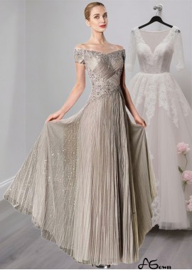 Elegant Tulle Off-the-Shoulder A-Line Mother of the Bride Dress – Full-Length Formal Gown