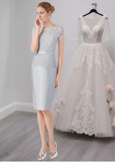 Elegant Lace and Satin Knee-Length Mother of the Bride Dresses UK 
