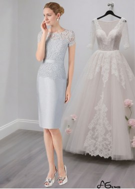 Elegant Lace and Satin Knee-Length Mother of the Bride Dress 