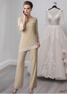 Elegant Bateau Neck Chiffon Mother of the Bride Outfits & Pantsuits