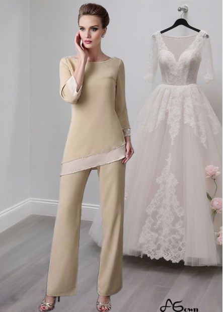 Elegant Bateau Neck Chiffon Mother of the Bride Outfits & Pantsuits
