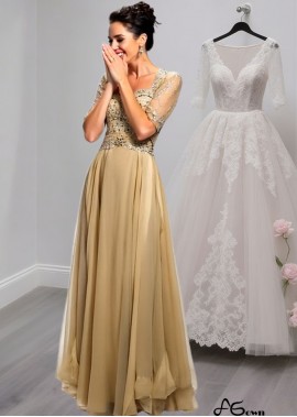Elegant Silk-Like Chiffon Sweetheart A-Line Mother of the Bride Dress with Illusion Sleeves