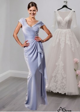 Graceful Chiffon V-Neck Sheath Full-Length Mother of the Bride Dress with Cap Sleeves