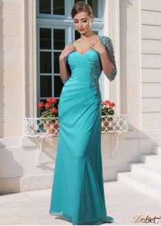 Elegant Chiffon Queen Anne Neck Mother of the Bride Dress with Illusion Sleeves – Full Length Column Gown